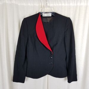 Vintage Bert Newman for Suitime Avant Garde Red Tuxedo Blazer Jacket Womens S